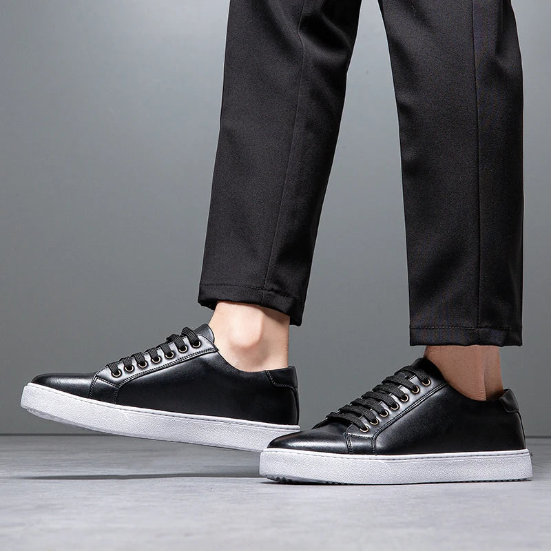 Sable Men's Leather Sneakers – Sleek Genuine Leather Sneakers with a Cushioned Sole and Timeless Design