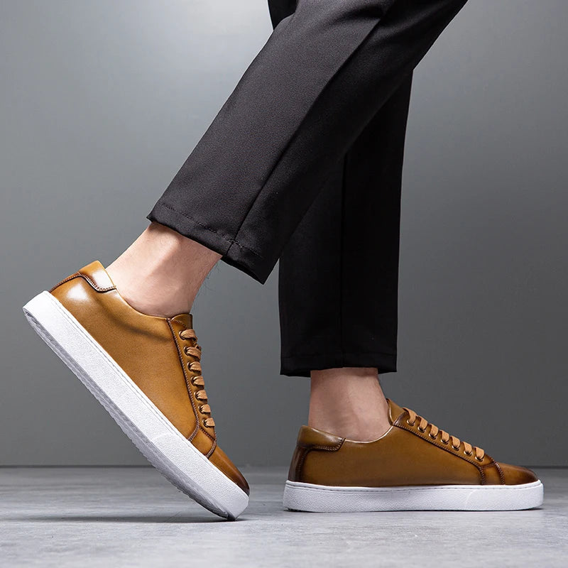 Sable Men's Leather Sneakers – Sleek Genuine Leather Sneakers with a Cushioned Sole and Timeless Design