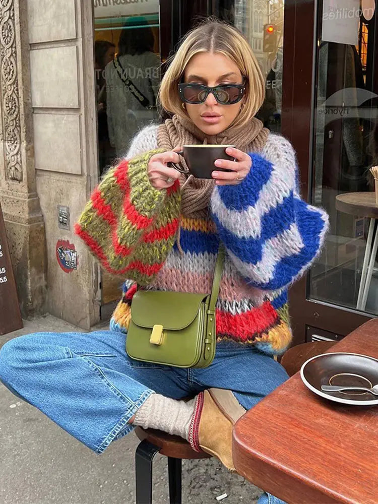 Isolde Multicolor Mohair Sweater – Bold Style & Snug Comfort for Women