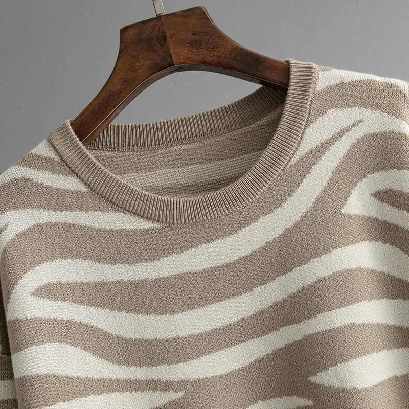 Marisela Women's Cashmere Set – Chic Zebra-Print Design, Gentle & Cozy