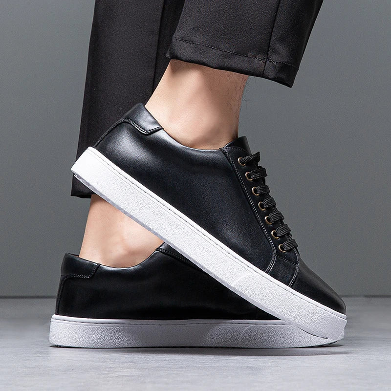 Sable Men's Leather Sneakers – Sleek Genuine Leather Sneakers with a Cushioned Sole and Timeless Design