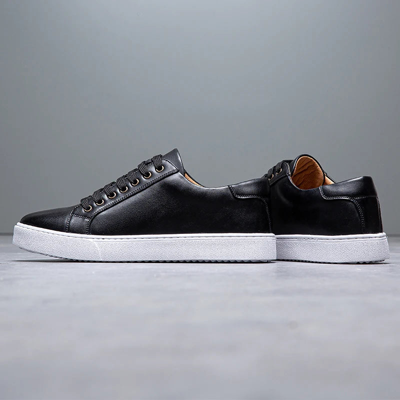 Sable Men's Leather Sneakers – Sleek Genuine Leather Sneakers with a Cushioned Sole and Timeless Design