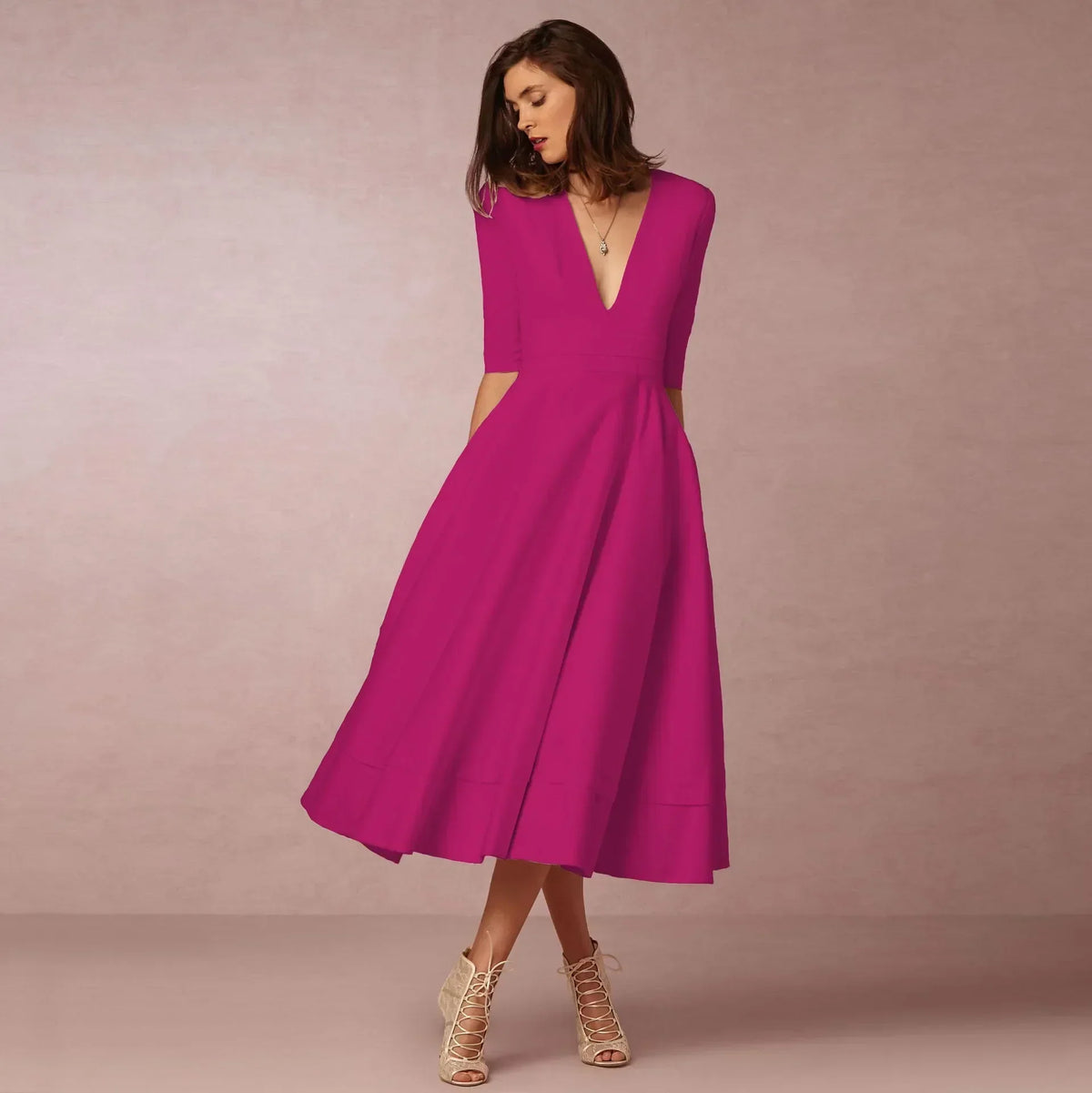 Anouk Women's Midi Dress – Fitted Cotton Dress with an Sophisticated Cut