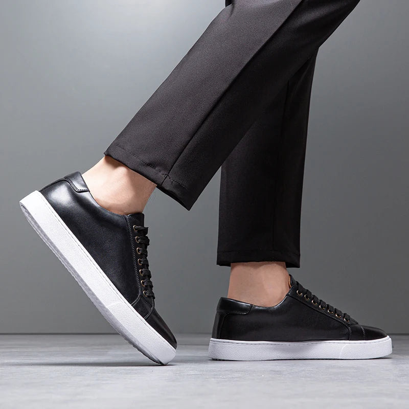 Sable Men's Leather Sneakers – Sleek Genuine Leather Sneakers with a Cushioned Sole and Timeless Design