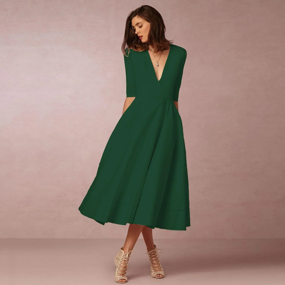 Anouk Women's Midi Dress – Fitted Cotton Dress with an Sophisticated Cut