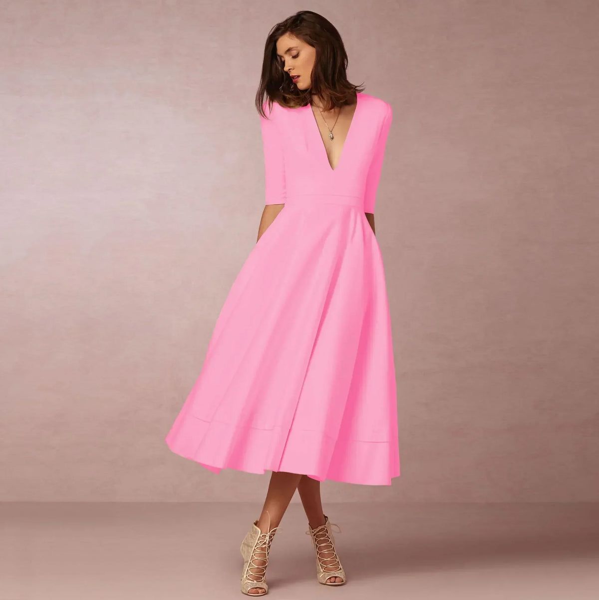 Anouk Women's Midi Dress – Fitted Cotton Dress with an Sophisticated Cut