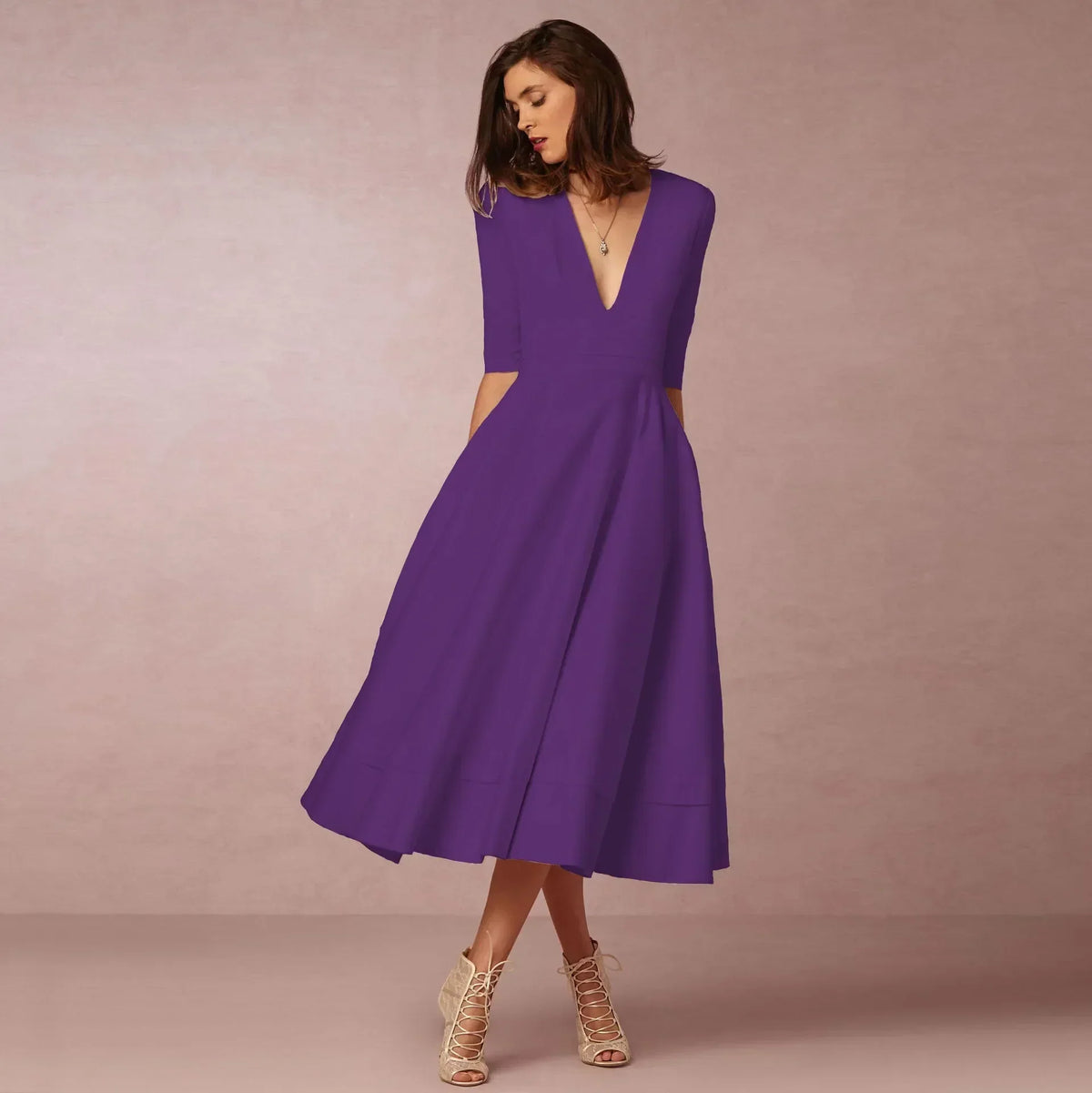 Anouk Women's Midi Dress – Fitted Cotton Dress with an Sophisticated Cut