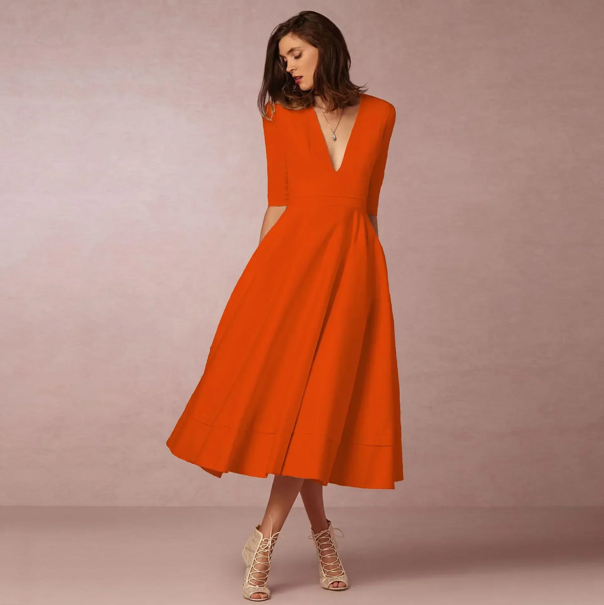 Anouk Women's Midi Dress – Fitted Cotton Dress with an Sophisticated Cut