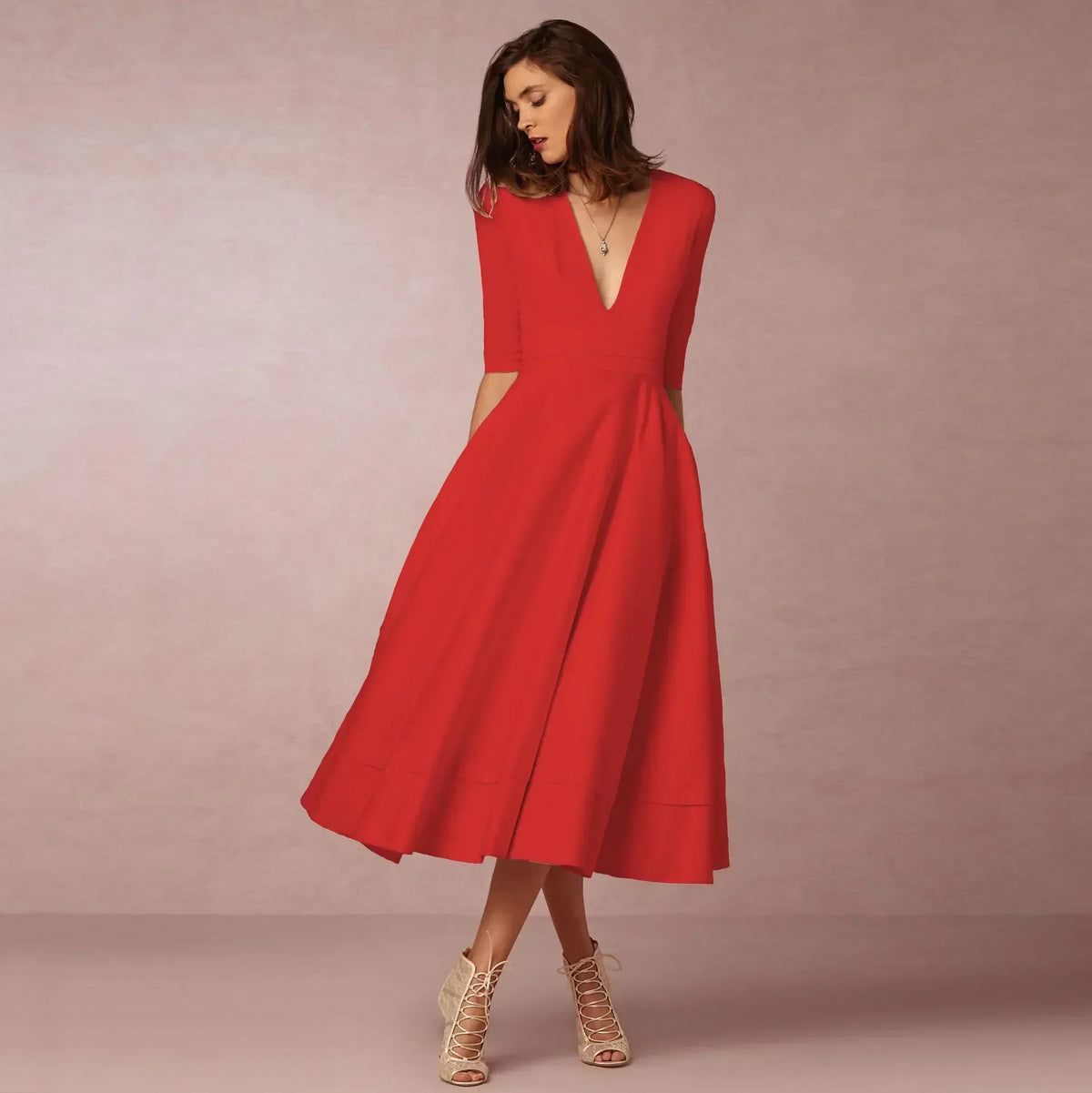 Anouk Women's Midi Dress – Fitted Cotton Dress with an Sophisticated Cut
