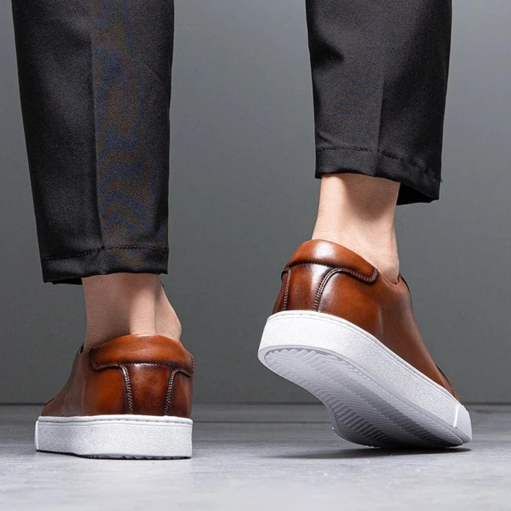 Sable Men's Leather Sneakers – Sleek Genuine Leather Sneakers with a Cushioned Sole and Timeless Design