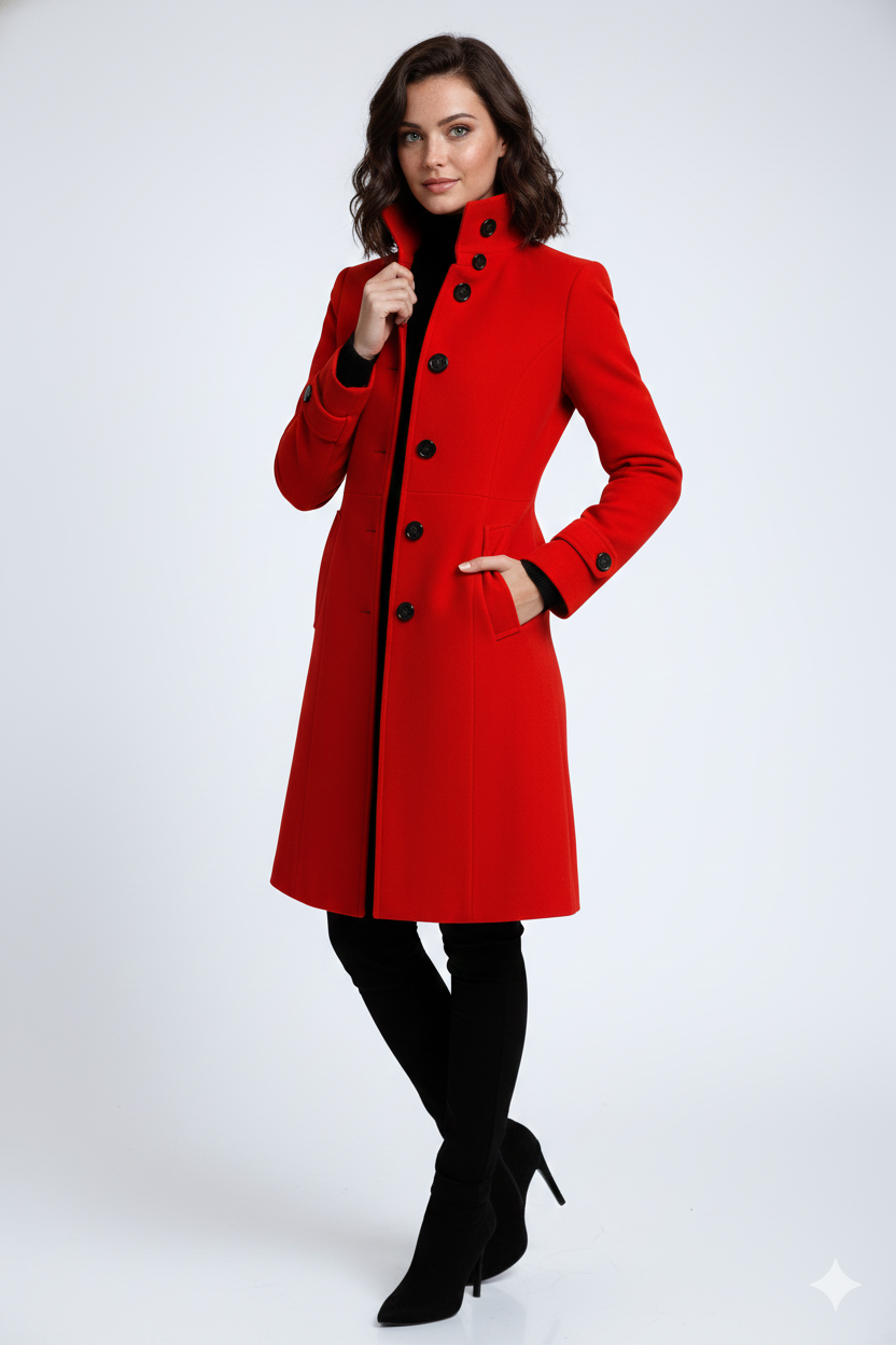 Everett Women's Trench Coat – Winter Coat with Tall Collar & Sleek Tailored Fit