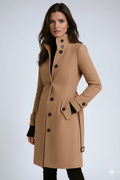 Everett Women's Trench Coat – Winter Coat with Tall Collar & Sleek Tailored Fit