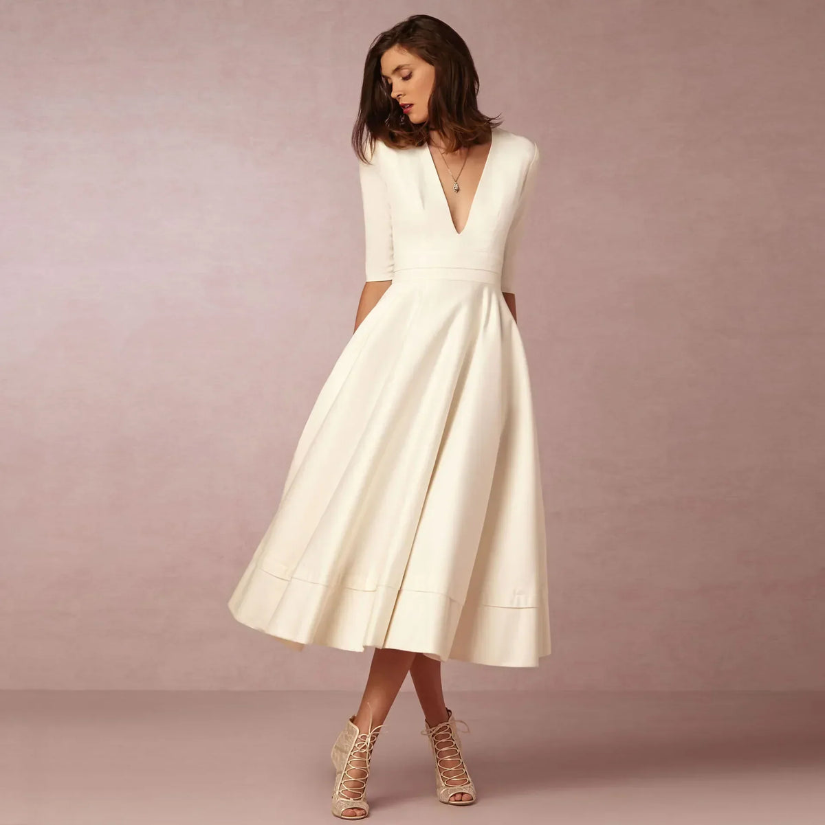 Anouk Women's Midi Dress – Fitted Cotton Dress with an Sophisticated Cut