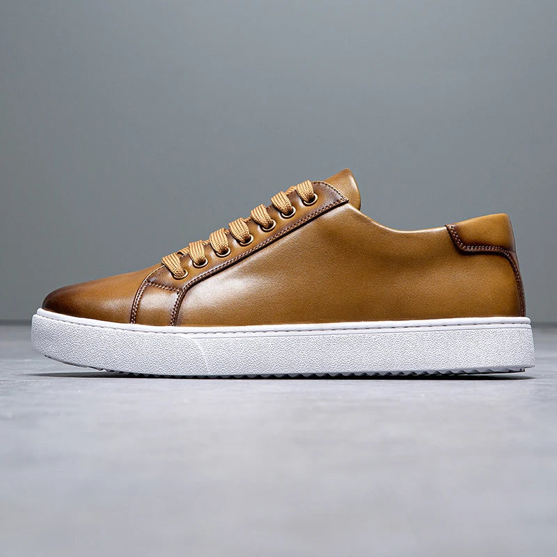 Sable Men's Leather Sneakers – Sleek Genuine Leather Sneakers with a Cushioned Sole and Timeless Design