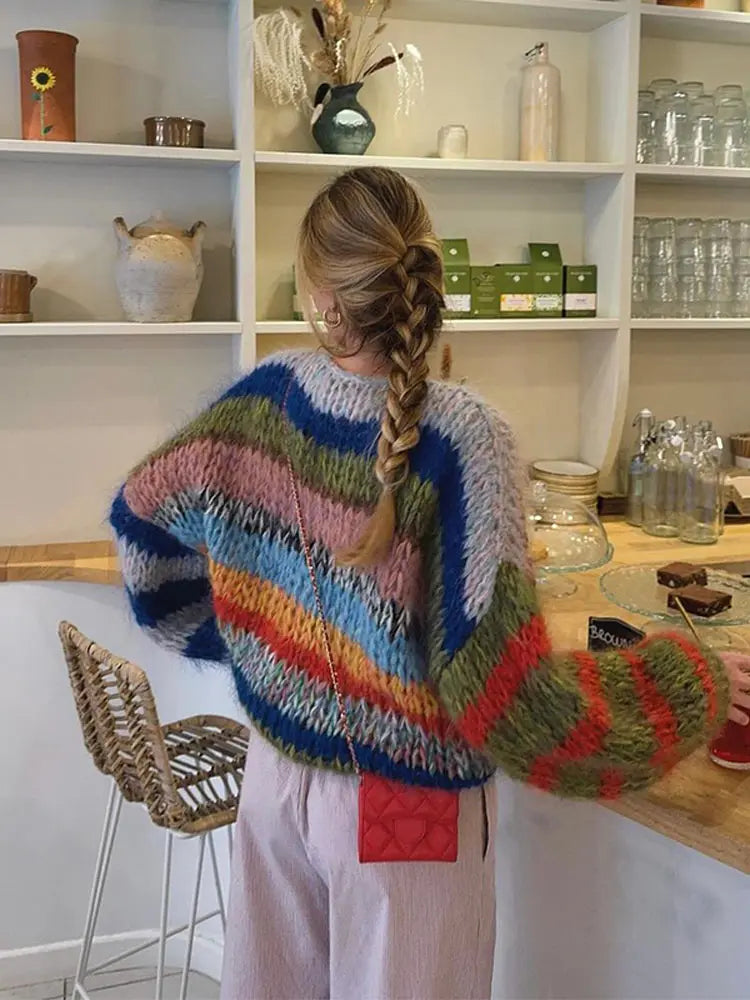 Isolde Multicolor Mohair Sweater – Bold Style & Snug Comfort for Women
