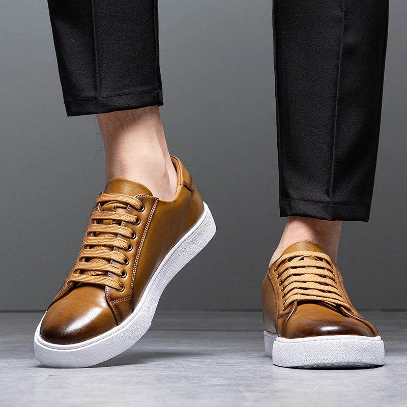 Sable Men's Leather Sneakers – Sleek Genuine Leather Sneakers with a Cushioned Sole and Timeless Design