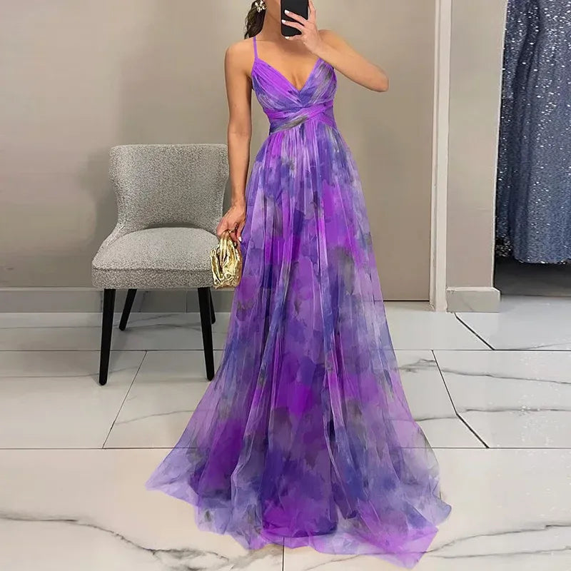 Belisa Women's Long Dress – Floral Summer Dress with Adjustable Closure & Flowing Silhouette
