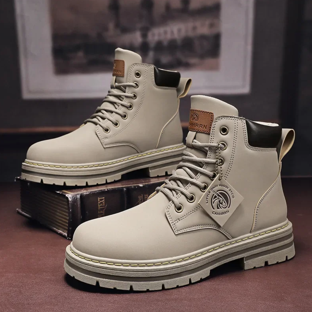 Nadette Men's Lace-Up Boots – Rugged Leather Shoes with Non-Slip Sole & Premium Comfort