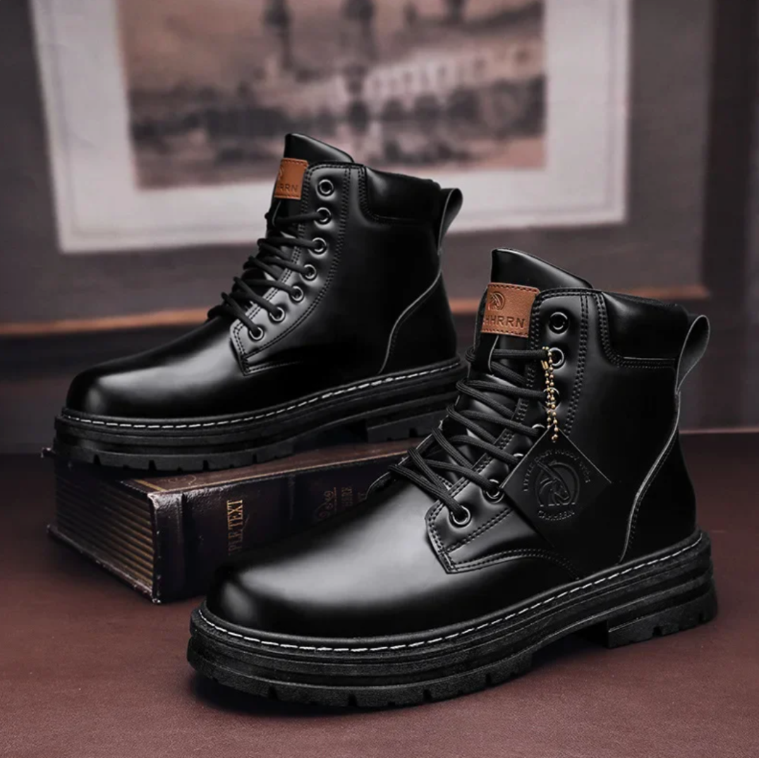 Nadette Men's Lace-Up Boots – Rugged Leather Shoes with Non-Slip Sole & Premium Comfort