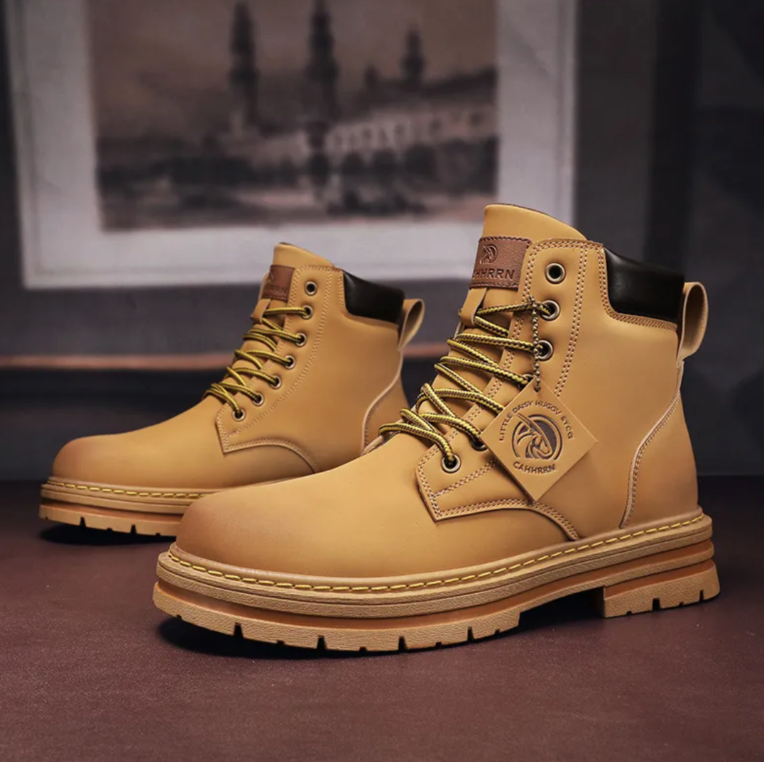 Nadette Men's Lace-Up Boots – Rugged Leather Shoes with Non-Slip Sole & Premium Comfort