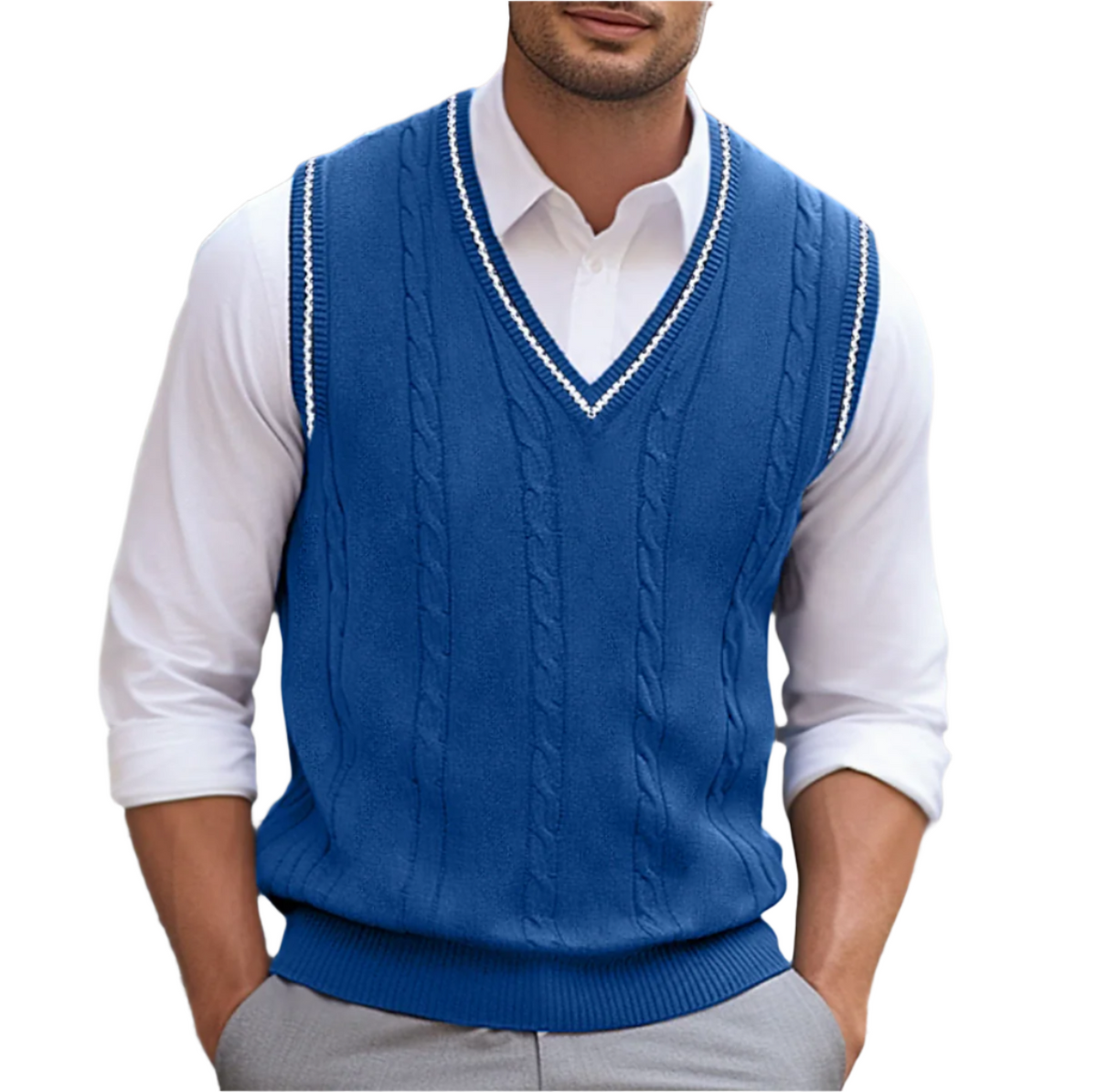 Xanthe Men's Sweater – Refined, Cozy Sleeveless V-Neckline, Modern Style