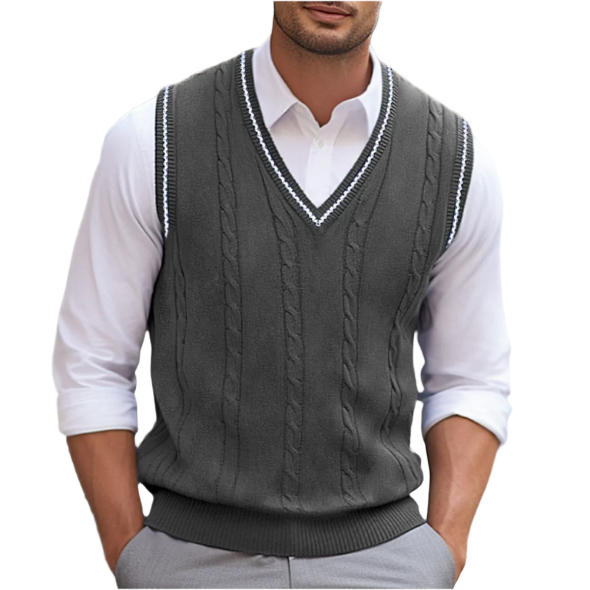 Xanthe Men's Sweater – Refined, Cozy Sleeveless V-Neckline, Modern Style