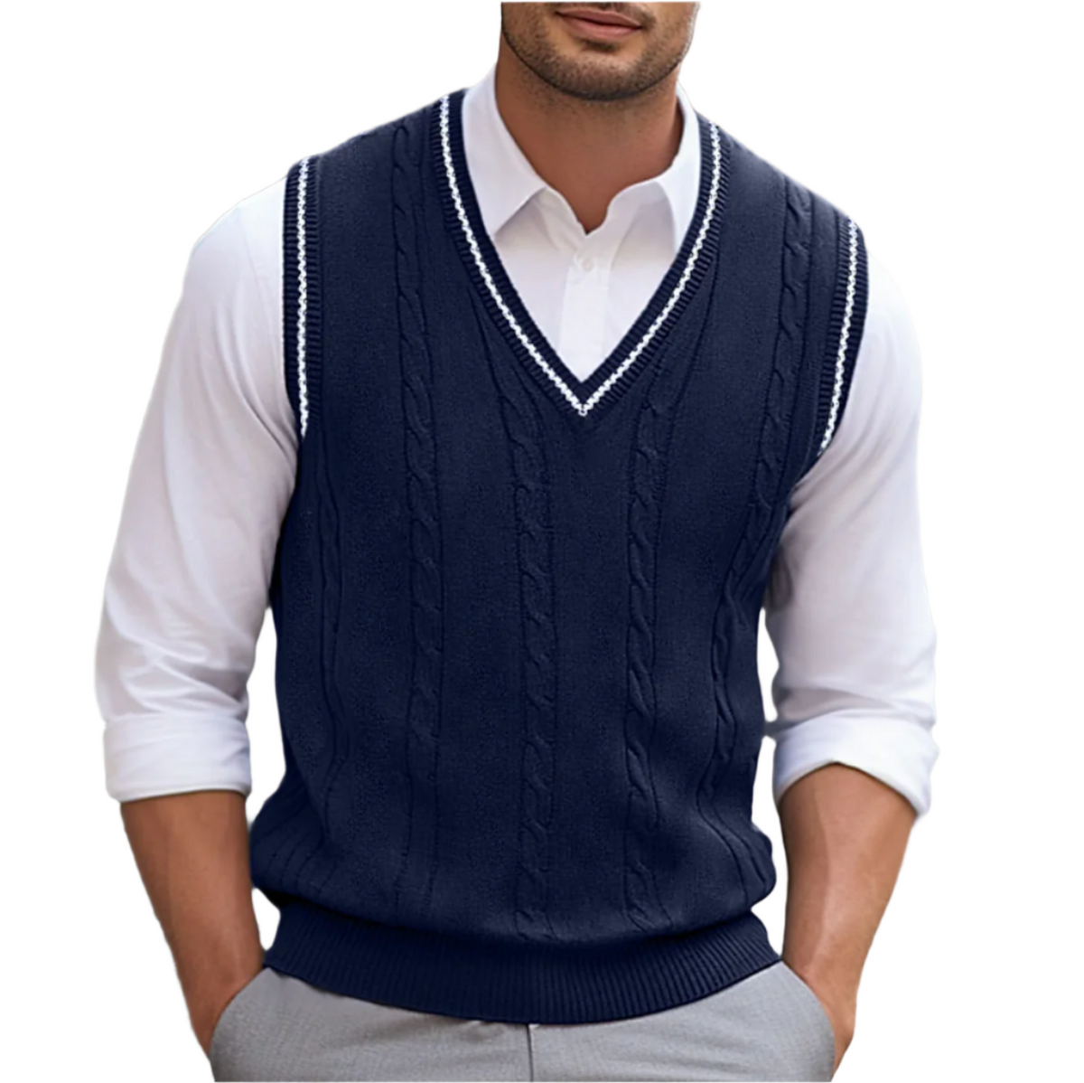Xanthe Men's Sweater – Refined, Cozy Sleeveless V-Neckline, Modern Style