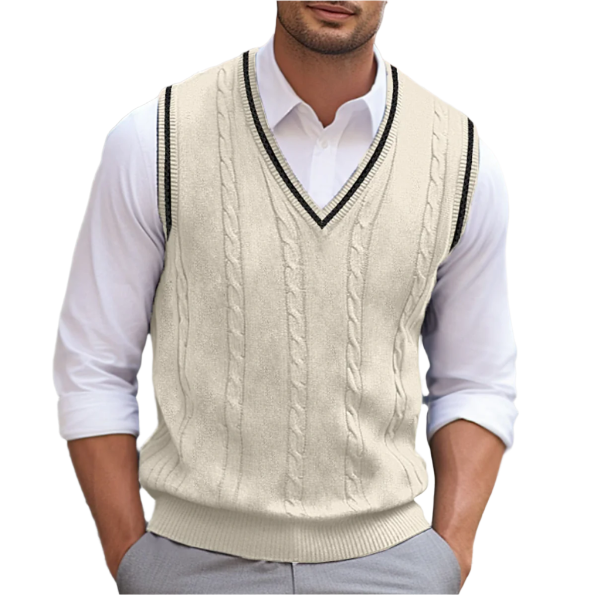 Xanthe Men's Sweater – Refined, Cozy Sleeveless V-Neckline, Modern Style