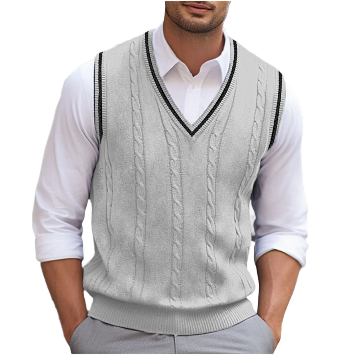Xanthe Men's Sweater – Refined, Cozy Sleeveless V-Neckline, Modern Style