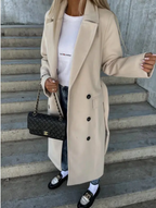 Soren Women's Long Coat – Sophisticated Winter Trench with Belt & Cozy Lining