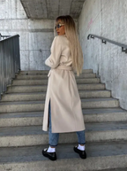 Soren Women's Long Coat – Sophisticated Winter Trench with Belt & Cozy Lining