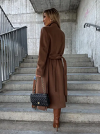 Soren Women's Long Coat – Sophisticated Winter Trench with Belt & Cozy Lining