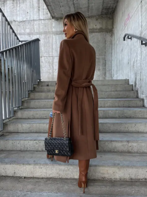 Soren Women's Long Coat – Sophisticated Winter Trench with Belt & Cozy Lining