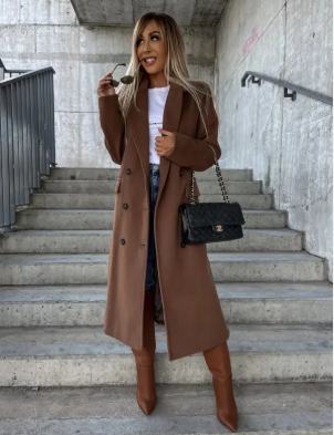 Soren Women's Long Coat – Sophisticated Winter Trench with Belt & Cozy Lining