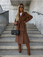 Soren Women's Long Coat – Sophisticated Winter Trench with Belt & Cozy Lining