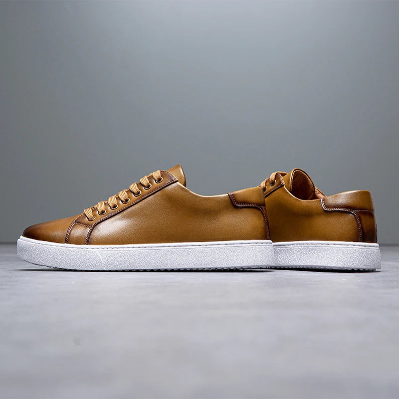 Sable Men's Leather Sneakers – Sleek Genuine Leather Sneakers with a Cushioned Sole and Timeless Design