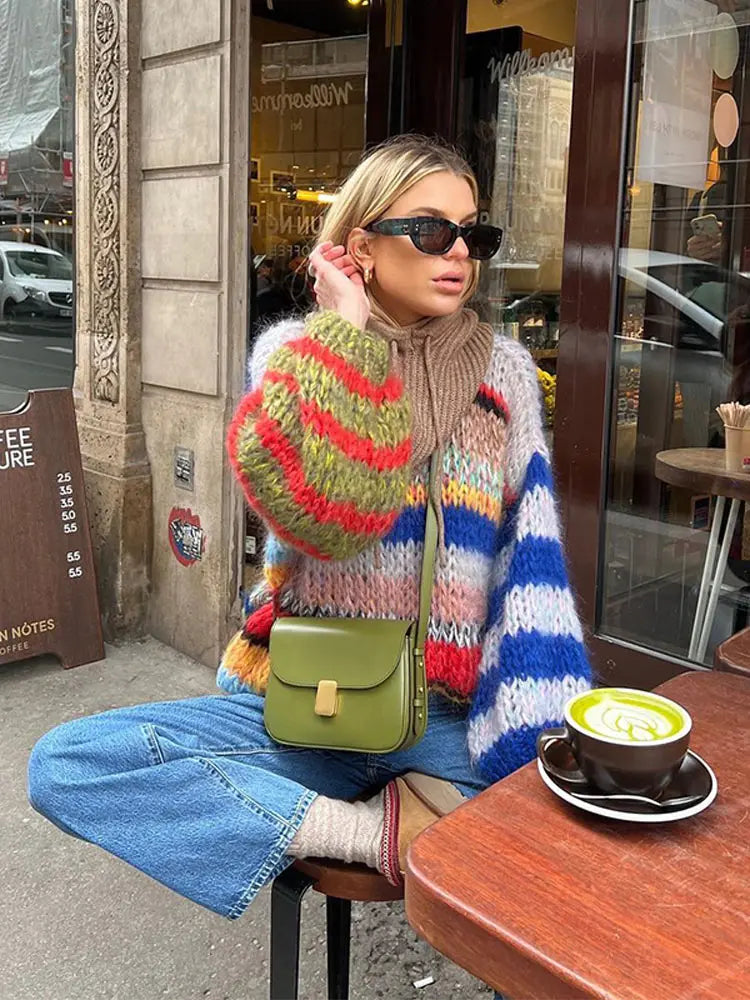 Isolde Multicolor Mohair Sweater – Bold Style & Snug Comfort for Women