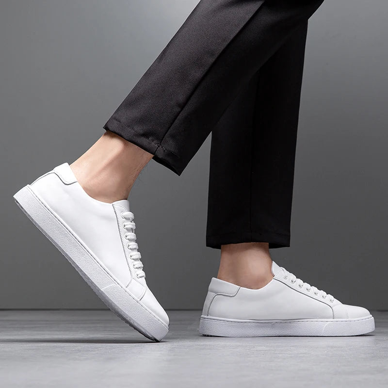 Sable Men's Leather Sneakers – Sleek Genuine Leather Sneakers with a Cushioned Sole and Timeless Design