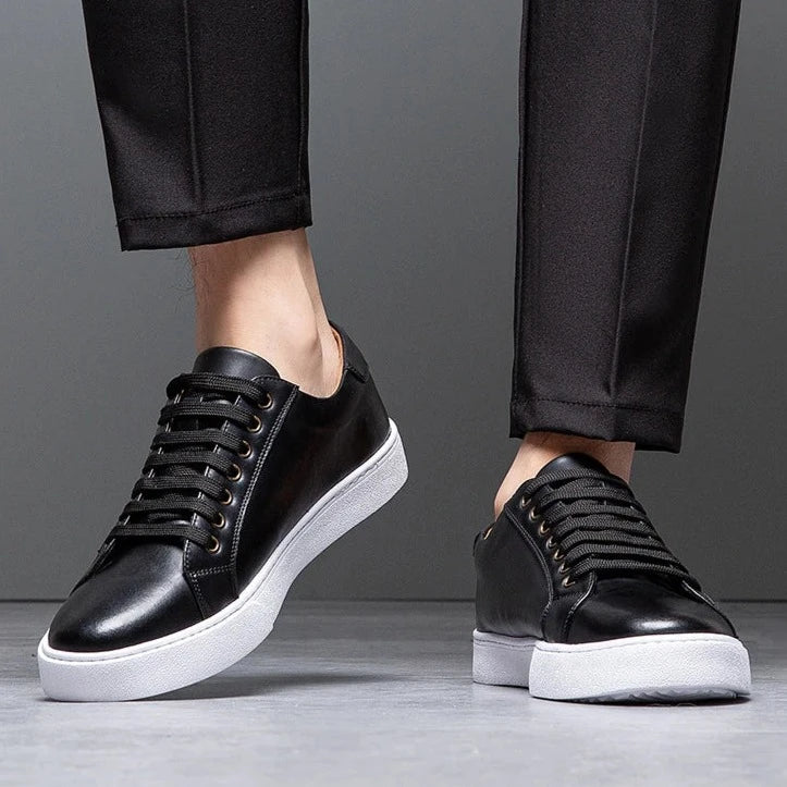 Sable Men's Leather Sneakers – Sleek Genuine Leather Sneakers with a Cushioned Sole and Timeless Design