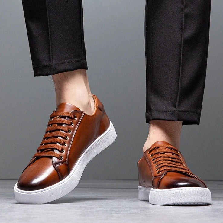 Sable Men's Leather Sneakers – Sleek Genuine Leather Sneakers with a Cushioned Sole and Timeless Design