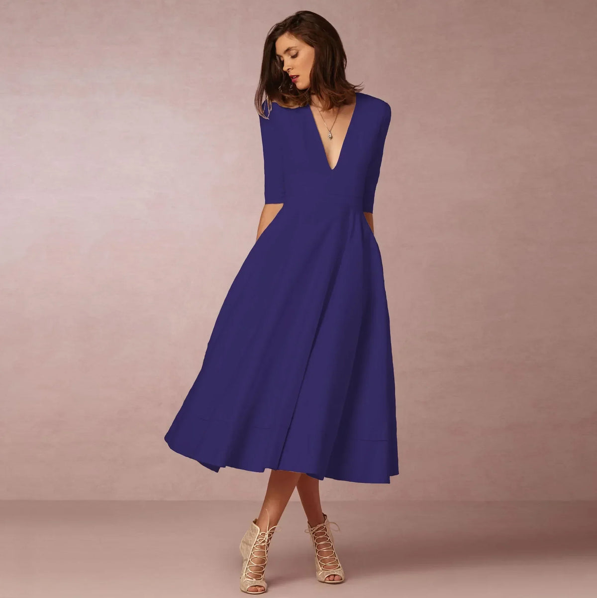 Anouk Women's Midi Dress – Fitted Cotton Dress with an Sophisticated Cut