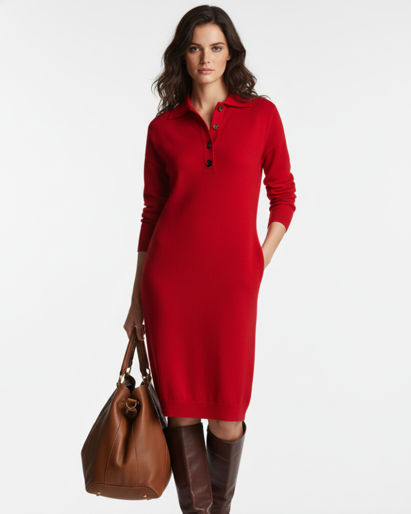 Malachi Midi Dress for Women – Comfort Fit with Collar Buttons for Sophisticated Everyday Style