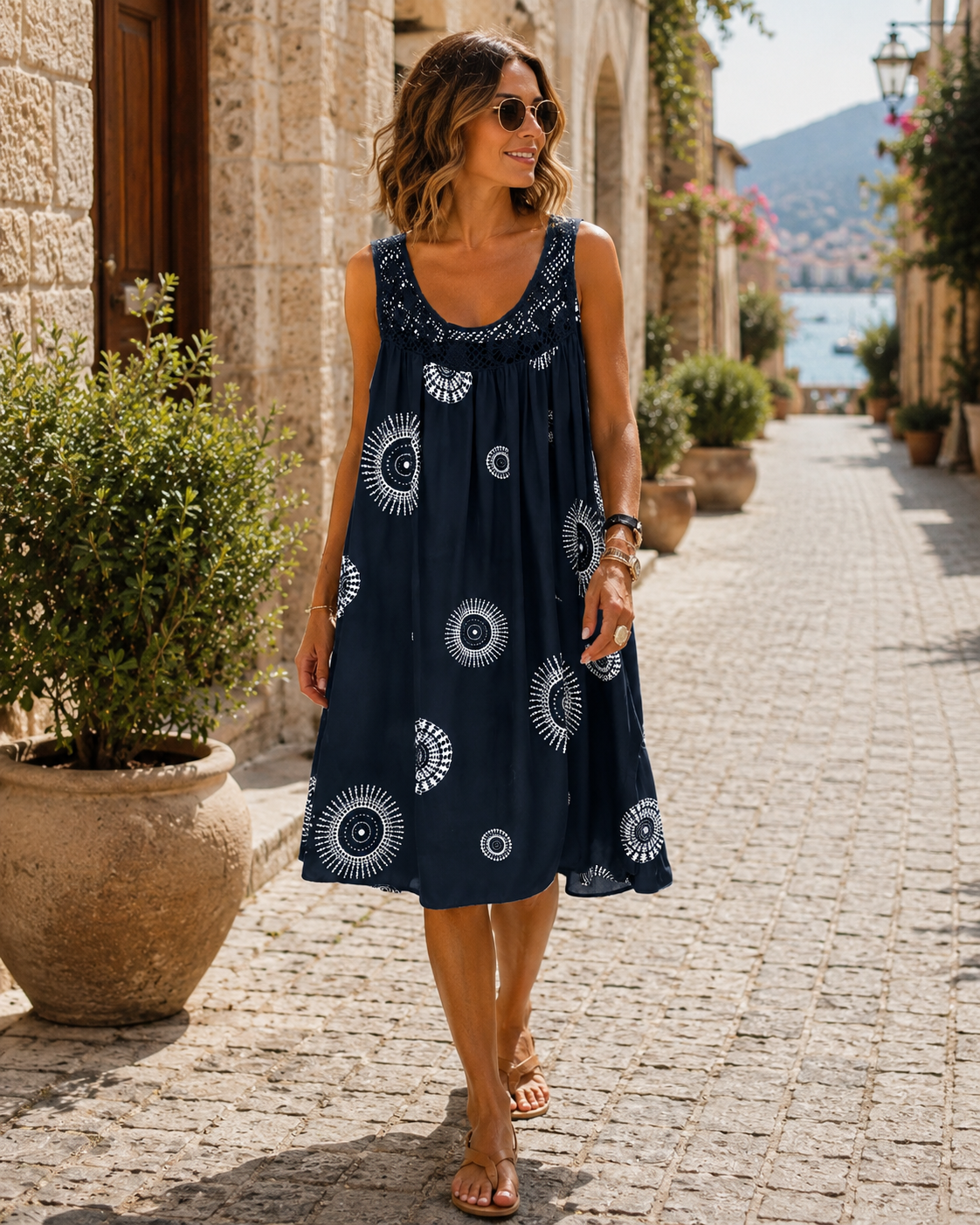 Dashiell Women's Midi Dress – Artistic Print, Flowy Comfortable Fit & Lightweight Design
