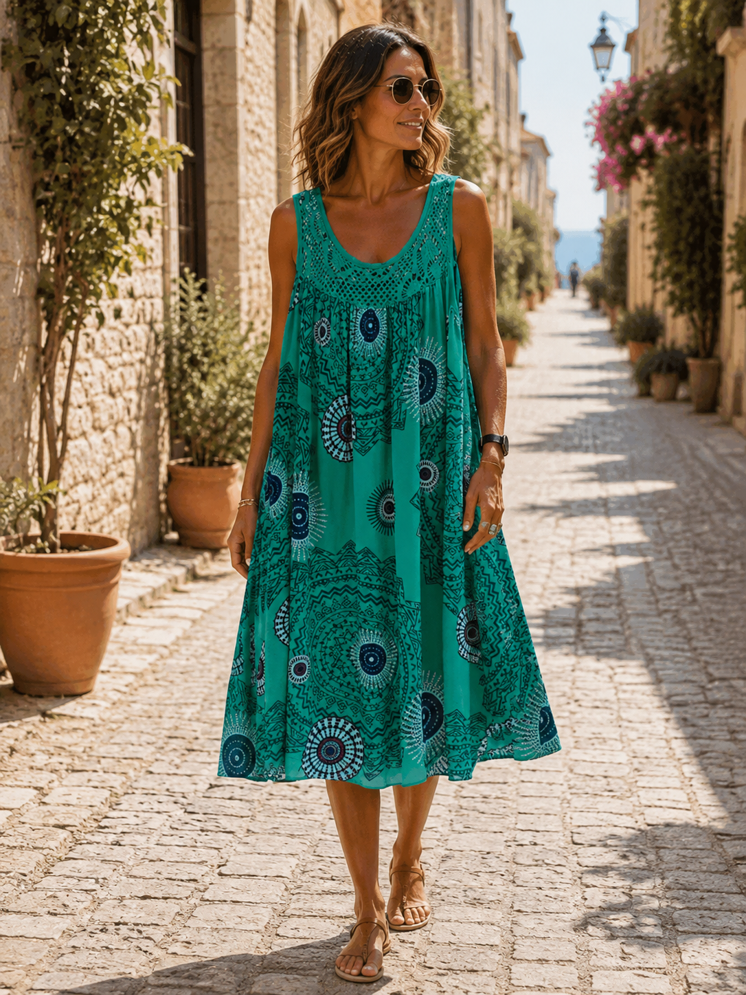 Dashiell Women's Midi Dress – Artistic Print, Flowy Comfortable Fit & Lightweight Design