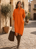Roscoe Women's Knit Midi Dress – Full-Length Sleeves, Straight Fit & Plush Fabric