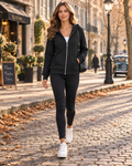 Tindra Women's Fitted Zip-Up Hoodie – Cotton-Blend Fabric, Fixed Hood & Front Handy Pockets