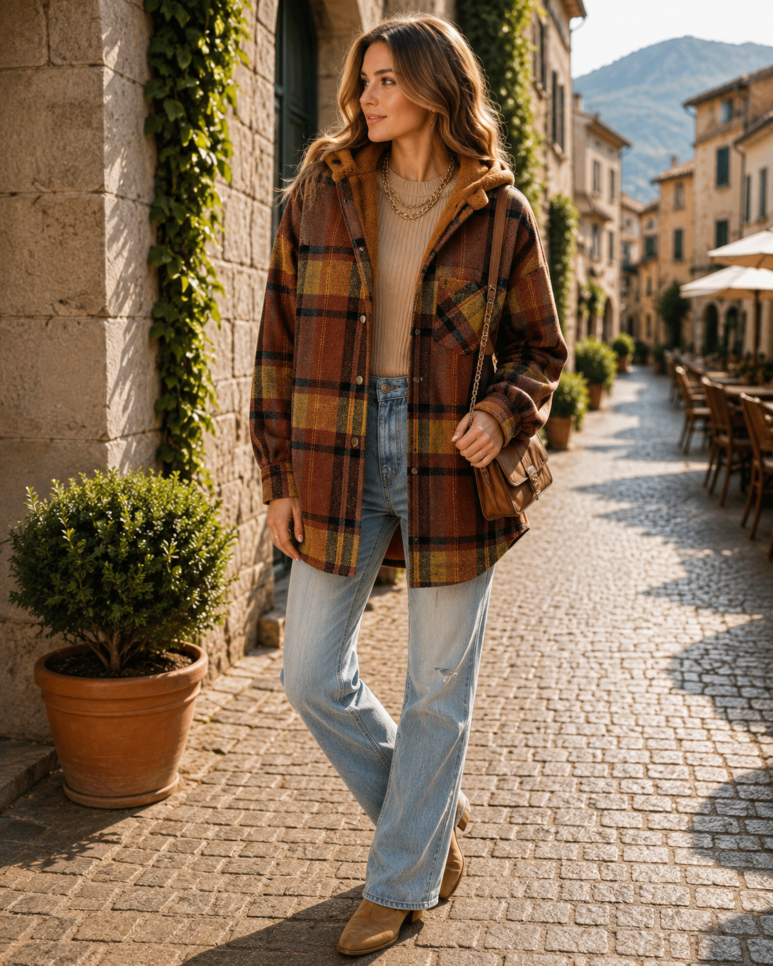 Zane Women's Plaid Shacket – Loose Silhouette, Button-Up Front & Chest Pocket