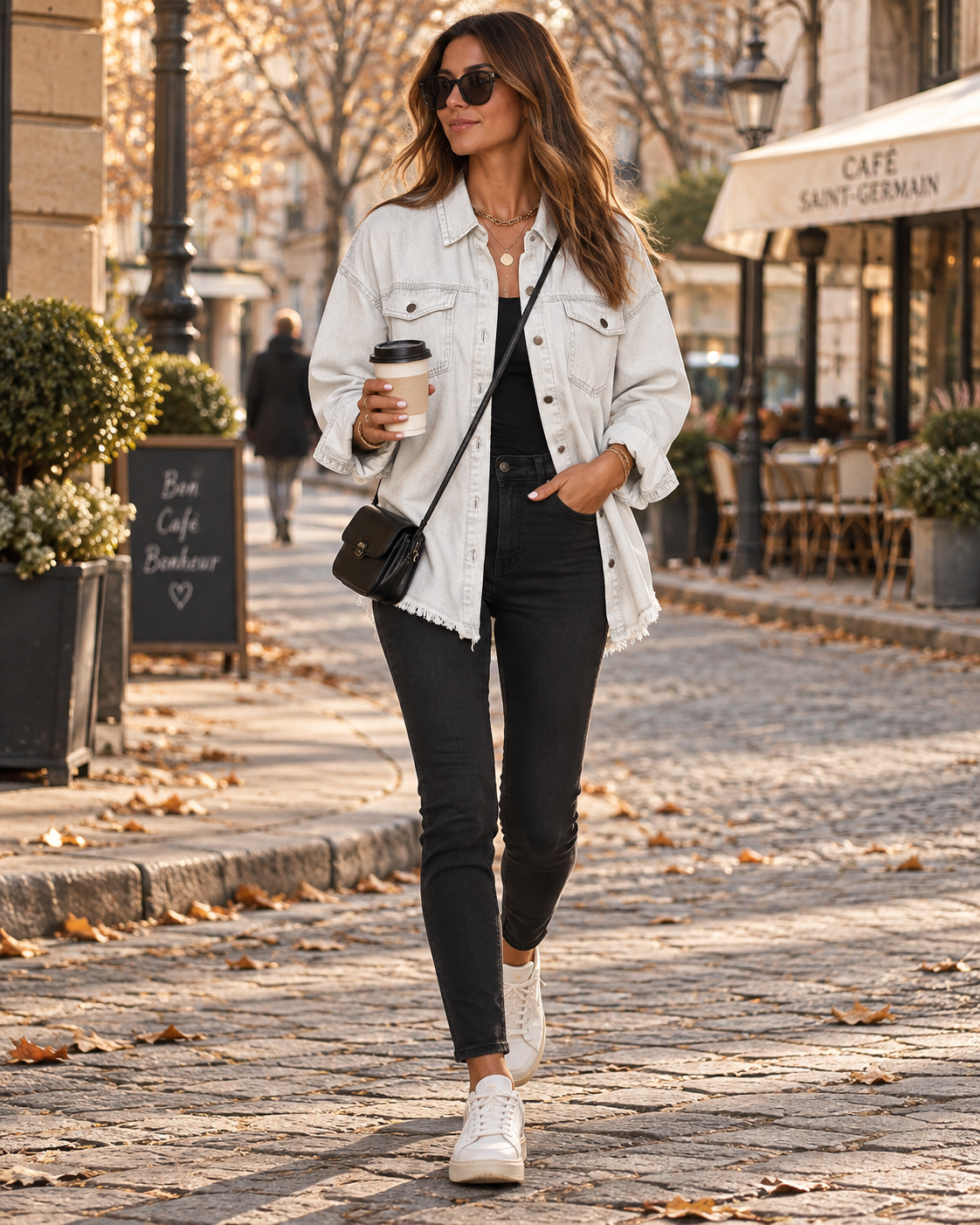 Quenna Women's Oversized Denim Jacket – Boyfriend Fit, Button-Up Front & Deep Handy Pockets