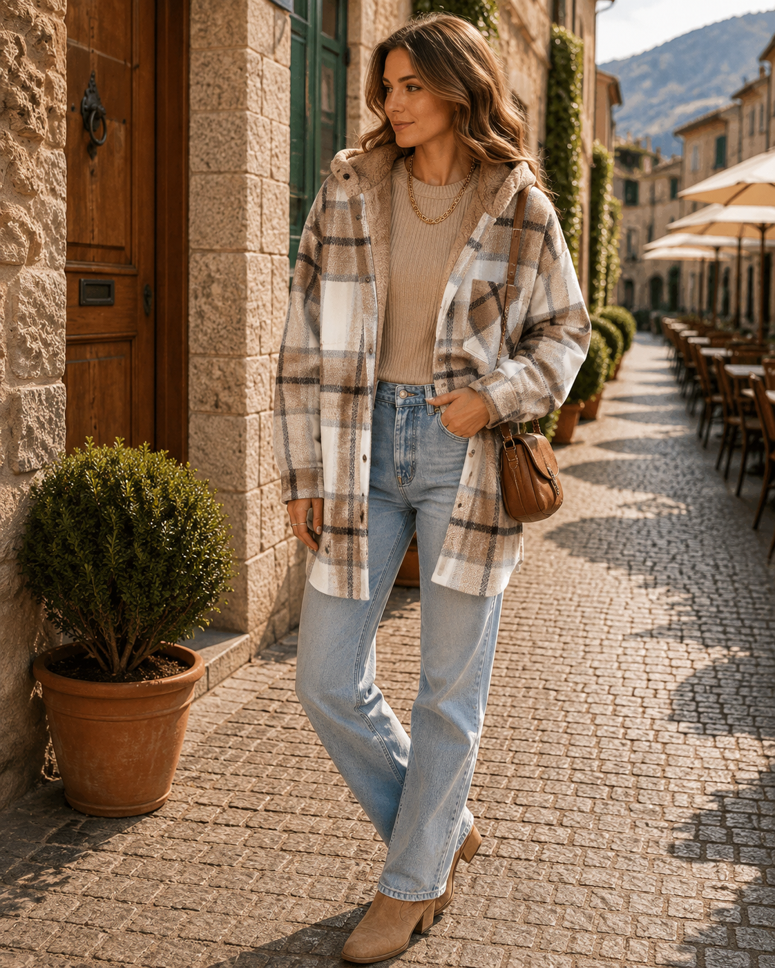 Zane Women's Plaid Shacket – Loose Silhouette, Button-Up Front & Chest Pocket