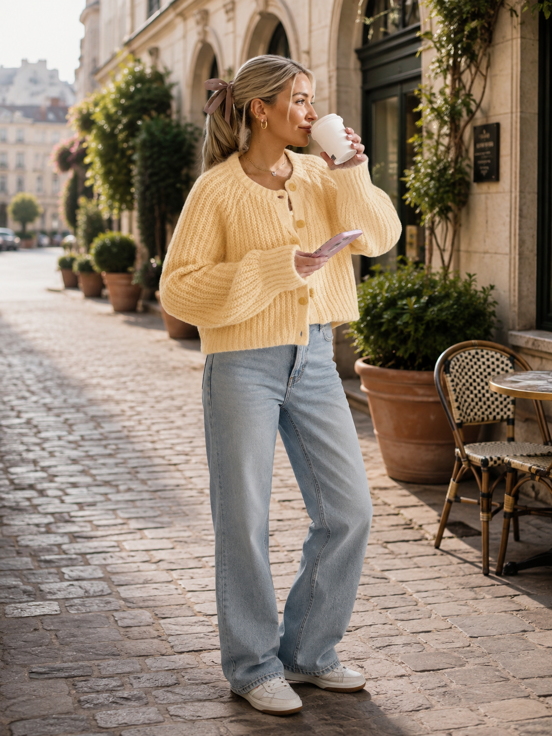 Xavier Women's Knit Cardigan – Button-Up Front, Dropped-Shoulder Design & Easy Fit
